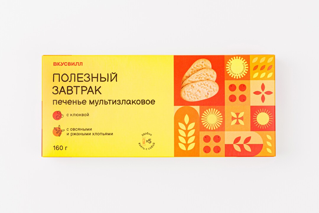 

Печенье ВкусВилл Полезный завтрак мультизлаковое с клюквой 160 г