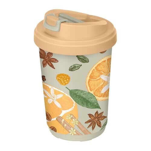 Термостакан Бытпласт с клапаном с декором 400 мл