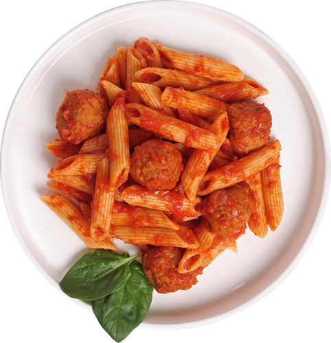 

Паста пенне Лента Fresh в томатном соусе с куриными фрикадельками, 340 г