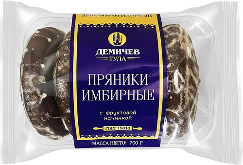 

Пряник Демичев Тула Имбирный печатный с фруктовой начинкой 700 г