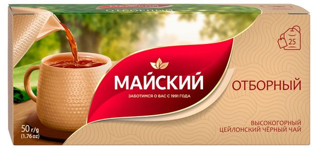 

Чай черный Майский Отборный в пакетиках 25 шт. x 2 г