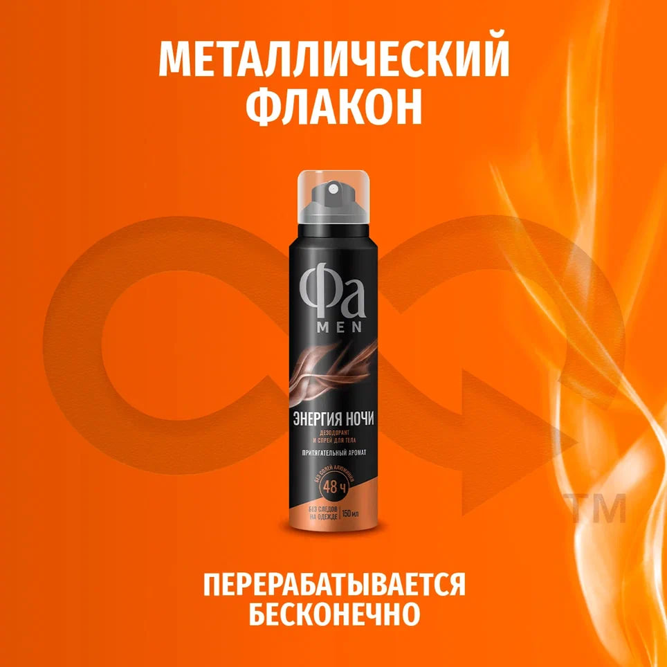 

Аэрозоль Фа Men Энергия ночи дезодорант и спрей для тела мужской 150 мл