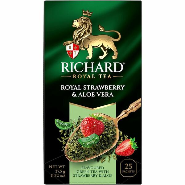 Чай зеленый Richard Royal Strawberry & Aloe Vera клубника и алоэ 25 пакетиков 37.5 г