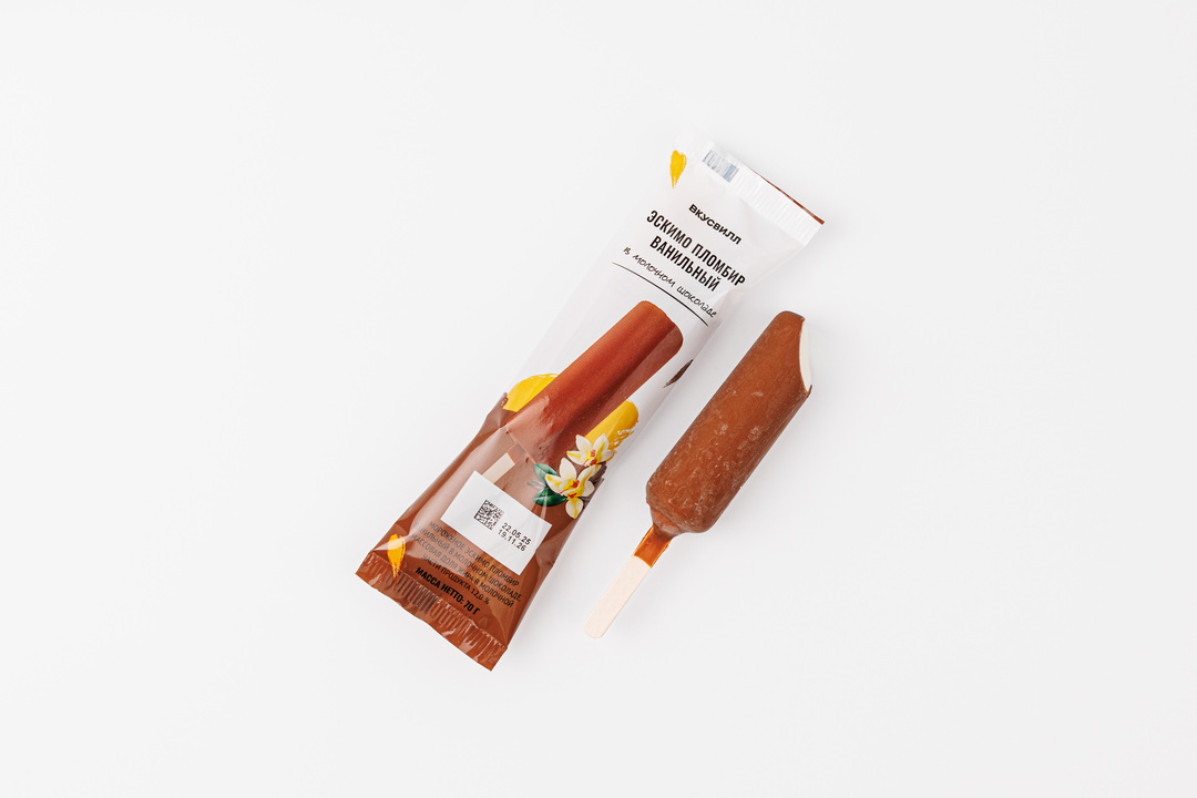 

Эскимо ВкусВилл пломбир ванильный в молочном шоколаде, 70 г