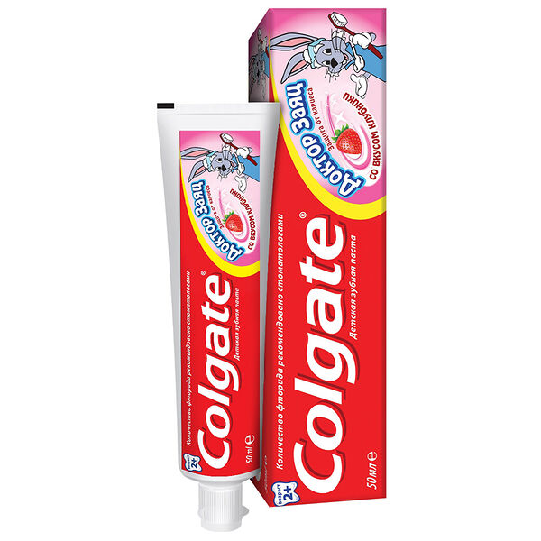 Зубная паста детская Colgate Доктор Заяц с 2 лет клубника 50 мл
