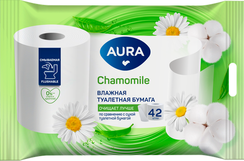 

Влажная туалетная бумага Aura Chamomile 42 шт.