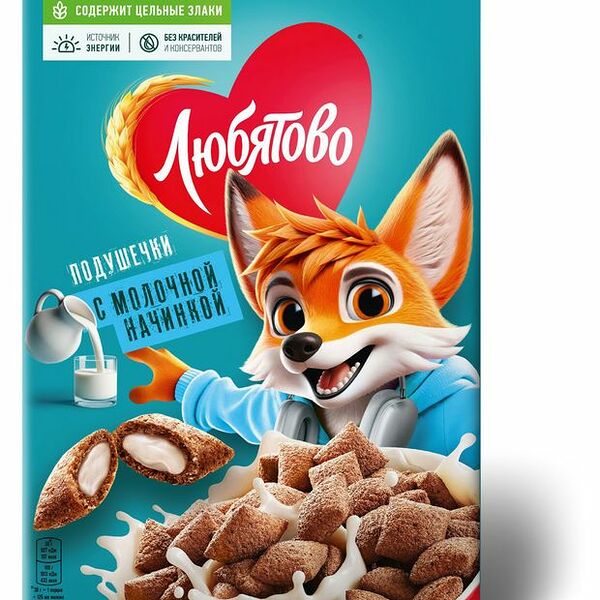Готовый завтрак Любятово подушечки с молочной начинкой 220 г