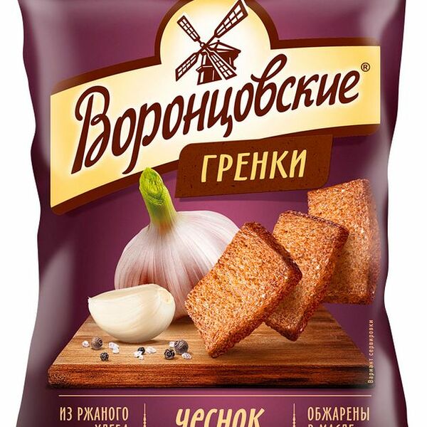 Гренки Воронцовские ржаные со вкусом чеснока 60 г