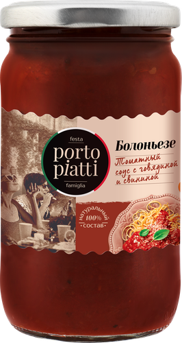 

Соус томатный Porto Piatti Bolognese с говядиной и свининой, 350г