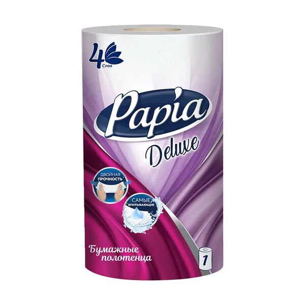 Бумажные полотенца, Papia, 4 слоя, 1 рулон