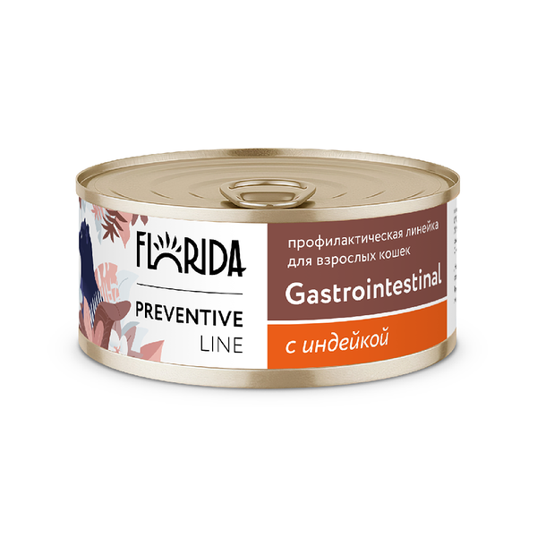 Консервы для кошек Florida Gastrointestinal при расстройствах пищеварения, с индейкой, 100 г