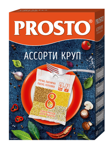 

Ассорти круп Prosto гречка, пшеничка, пшено, перловка 500 г
