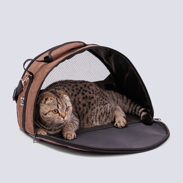 Сумка-переноска для собак и кошек Pet Hobby Moon S 40х20х26 см (коричневый меланж)