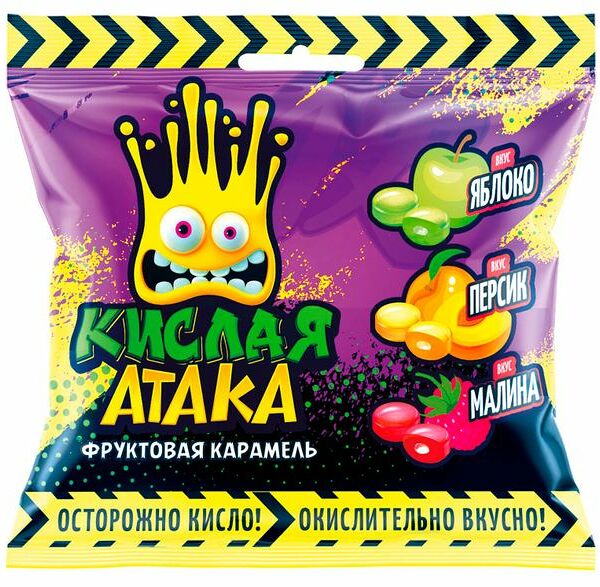 Карамель Кислая атака Яблоко, персик и малина 40 г