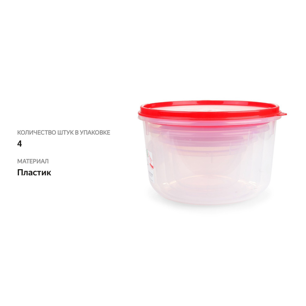 

Контейнера круглые Cosmoplast (0,5л+1л+1,5л+3л) Cosmoplast S.p.A. набор 4 штуки