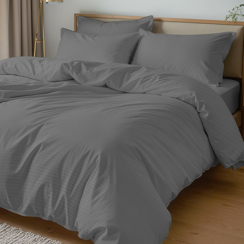 

Пододеяльник Homeclub серый страйп-сатин 175 x 215 см