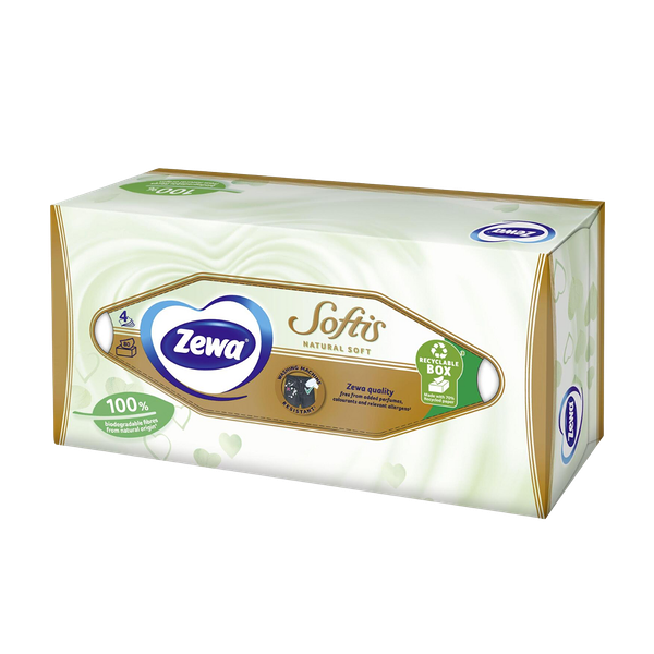 Салфетки Zewa для лица Natural Soft 4 слоя 80 шт