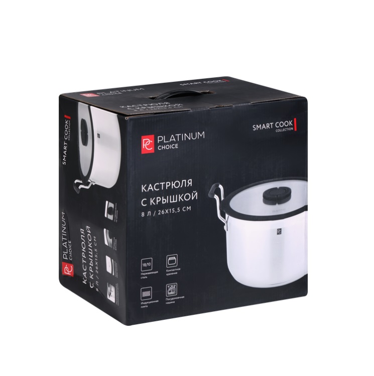 

Кастрюля Platinum choice Smart Cook, нержавеющая сталь, силикон, 8 л, Арт. LF-SS5