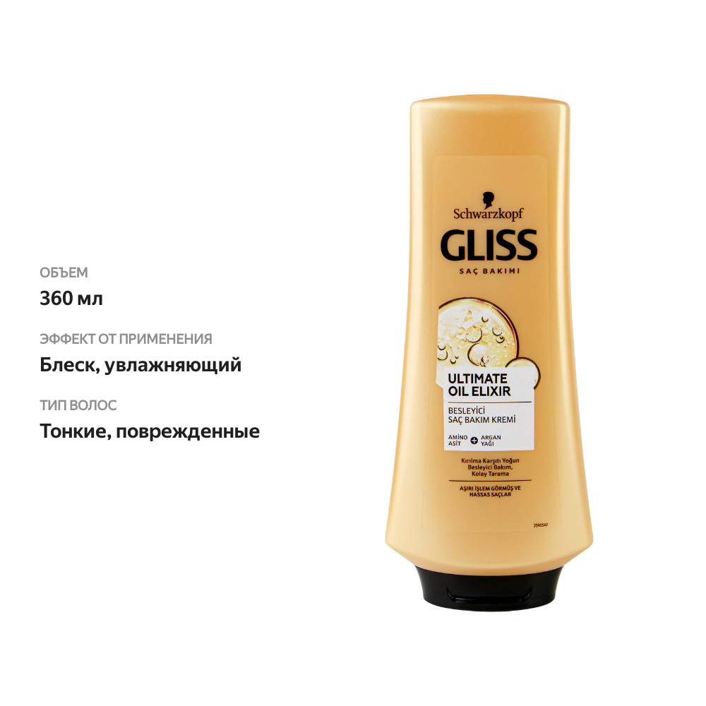 

Кондиционер для поврежденных волос GLISS Hair ultimate oil elixir, 360мл