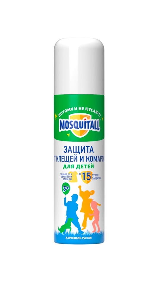 

Аэрозоль Mosquitall для детей защита от клещей и комаров 150 мл