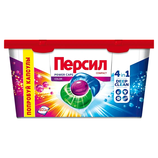 Капсулы для стирки Персил Power Caps Color 4 в 1, 10 шт.
