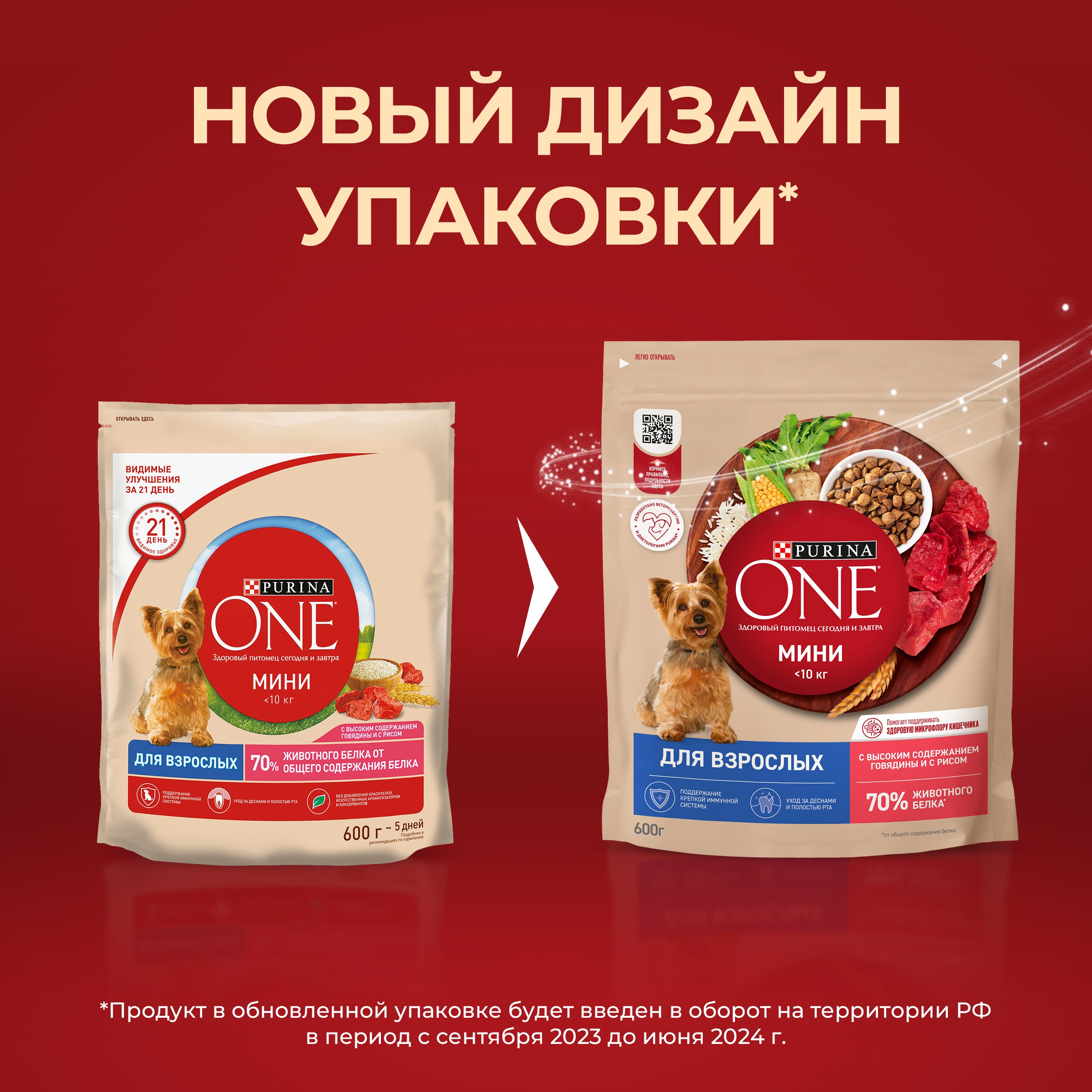 

Сухой корм Purina One для взрослых собак мелких и карликовых пород, с высоким содержанием говядины и с рисом 600 г