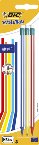 

Карандаши чернографитные Bic Evolution Stripes пластиковые с ластиком 3 шт.