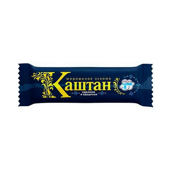 Мороженое КАШТАН пломбир с ар ванили в жир глаз эскимо вес 80г Хладокомбинат №2