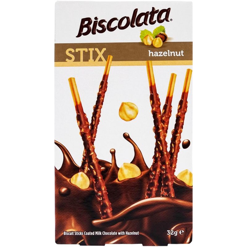 

Палочки бисквитные Solen Biscolata stix hazelnut молочный шоколад и фундук 32 г