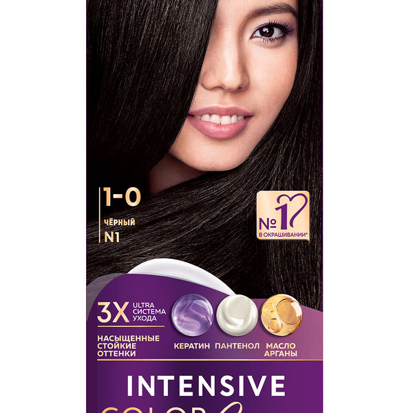 Стойкая крем-краска для волос Палетт Интенсивный Цвет 1-0 (N1) Чёрный 110 мл