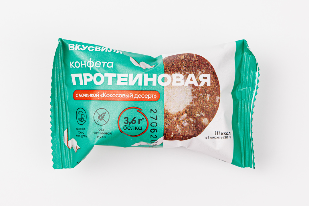 

Конфета протеиновая ВкусВилл Кокосовый десерт с начинкой 30 г