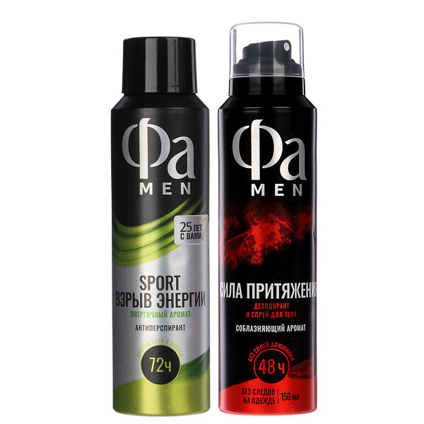 Антиперспирант-аэрозоль мужской fa men сила притяжения/взрыв энергии,150мл, в ассортименте