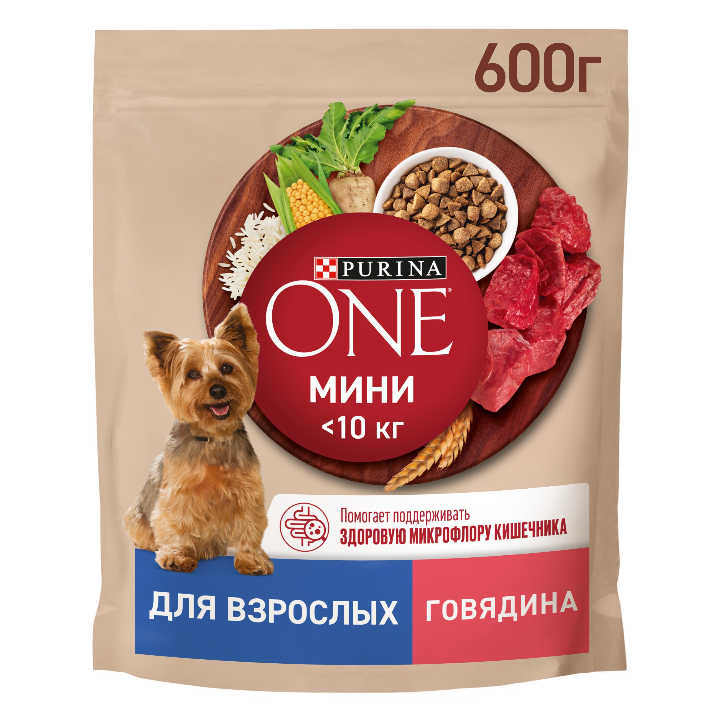 

Сухой корм Purina One для взрослых собак мелких и карликовых пород, с высоким содержанием говядины и с рисом 600 г