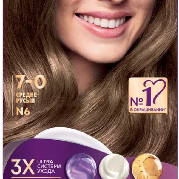 Стойкая крем-краска для волос Палетт Интенсивный цвет 7-0 (N6) Средне-русый, 110 мл