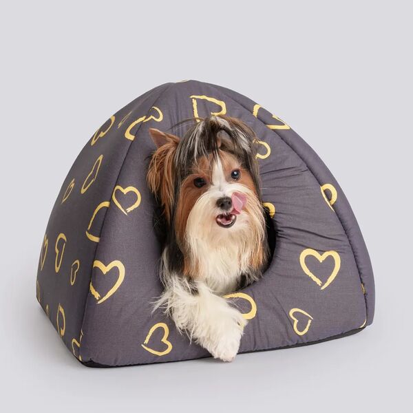 Дом-вигвам 40х40х39 Сердечки, черный