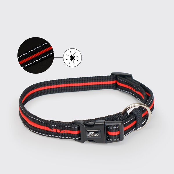 Ошейник Rungo Urban Daily для собак светоотражающий, черно-оранжевый, S-M обхват шеи 30-45 см ширина 1.7 см