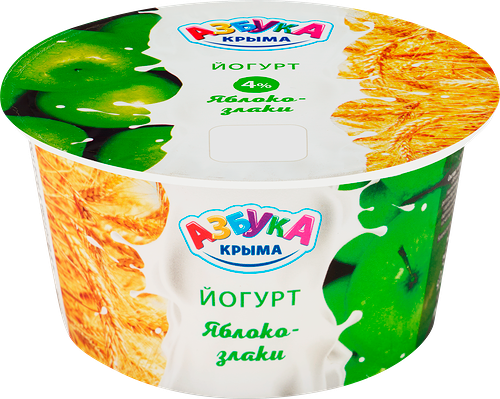 Йогурт Азбука Крыма Яблоко, злаки 4%, без змж 140 г