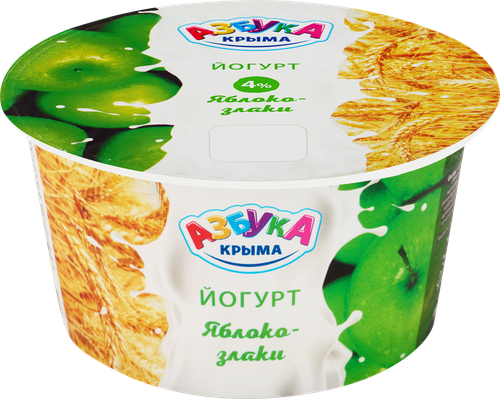 

Йогурт Азбука Крыма Яблоко, злаки 4%, без змж 140 г