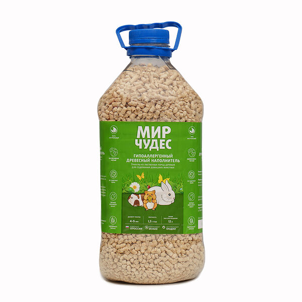 Наполнитель для клетки Мир чудес лиственная гранула 4,5 л