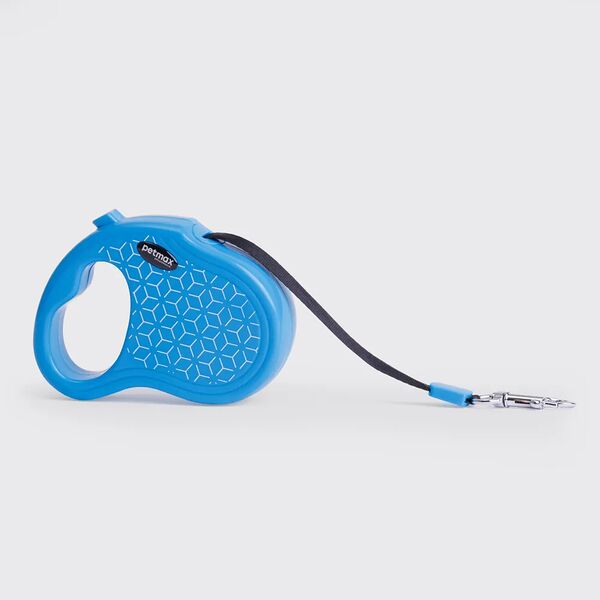 Рулетка для собак, XS, ремень 3 м, 15 кг, голубая