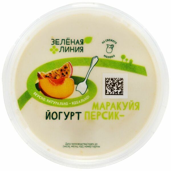 Йогурт Зелёная Линия персик-маракуйя 2.8% 315 г