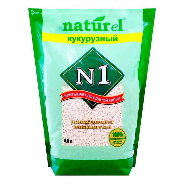 №1 Naturel наполнитель кукурузный впитывающий 4.5 л
