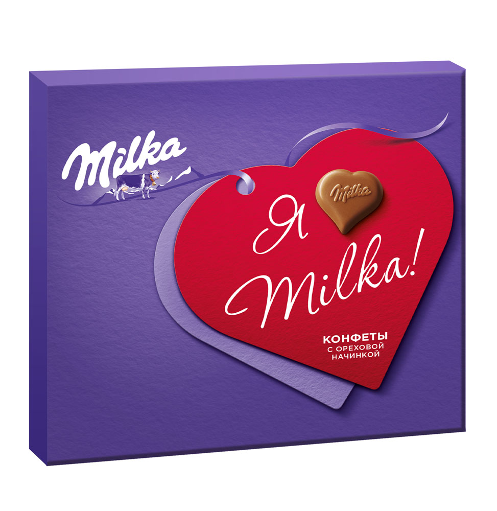 

Конфеты Milka из молочного шоколада с ореховой начинкой 110 г дизайн упаковки в ассортименте
