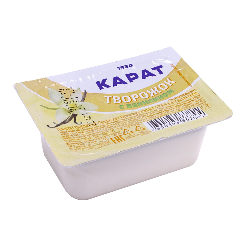 

Продукт творожный Карат Творожок с ванилином 10% 100 г