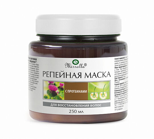 Маска для волос репейная с протеинами Мирролла 250мл
