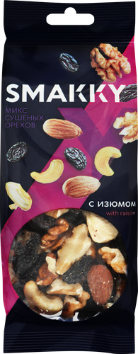 

Смесь фруктово-ореховая Smakky микс сушеных орехов и изюма 50 г