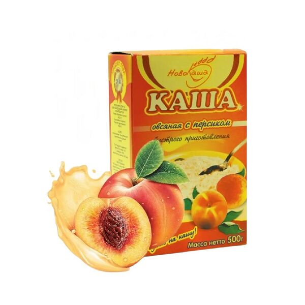 Каша НОВОКАША овсяная с персиком вес 0,5 кг.