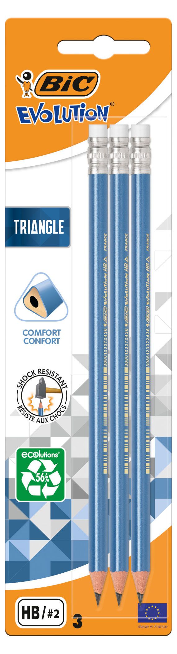 

Набор чернографитовых карандашей BIC Evolution Triangle, с ластиком