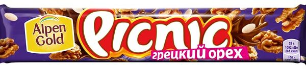 Шоколадный батончик Picnic Грецкий орех 52г