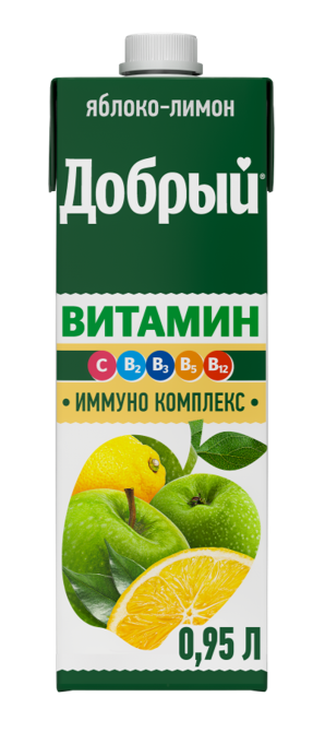 

Напиток сокосодержащий Добрый Яблоко-Лимон, обогащенный витаминами 950 мл